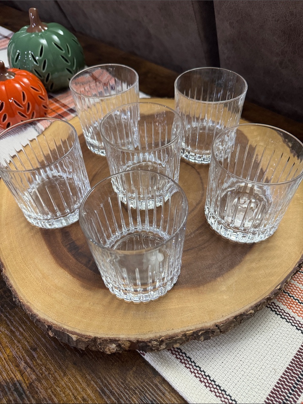 Classic Clear Ribbed Glass Tumbler Set - 6 Pack